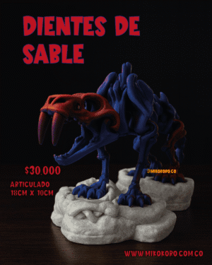 Dientes de Sable articulado impreso en 3D