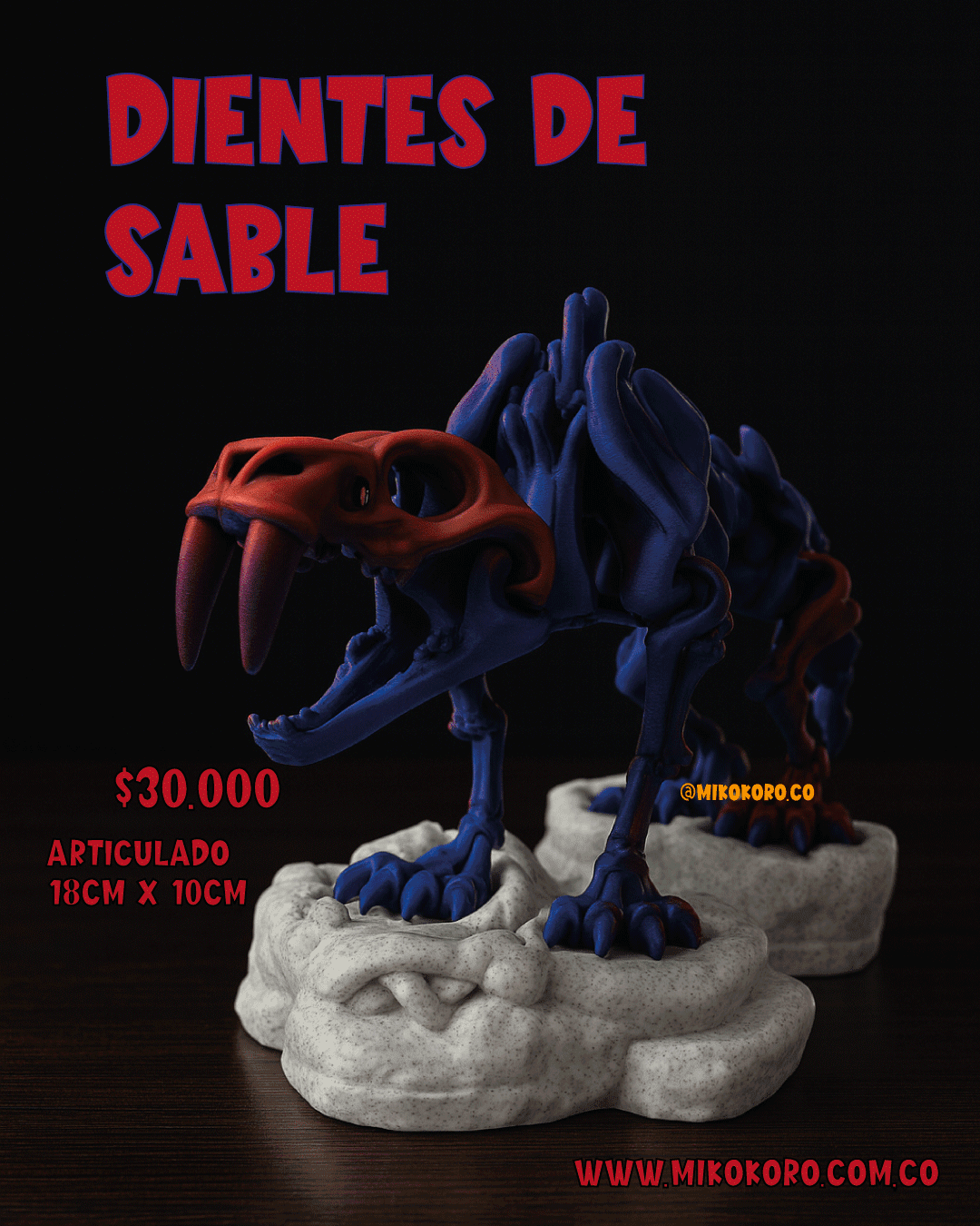 Dientes de Sable articulado impreso en 3D