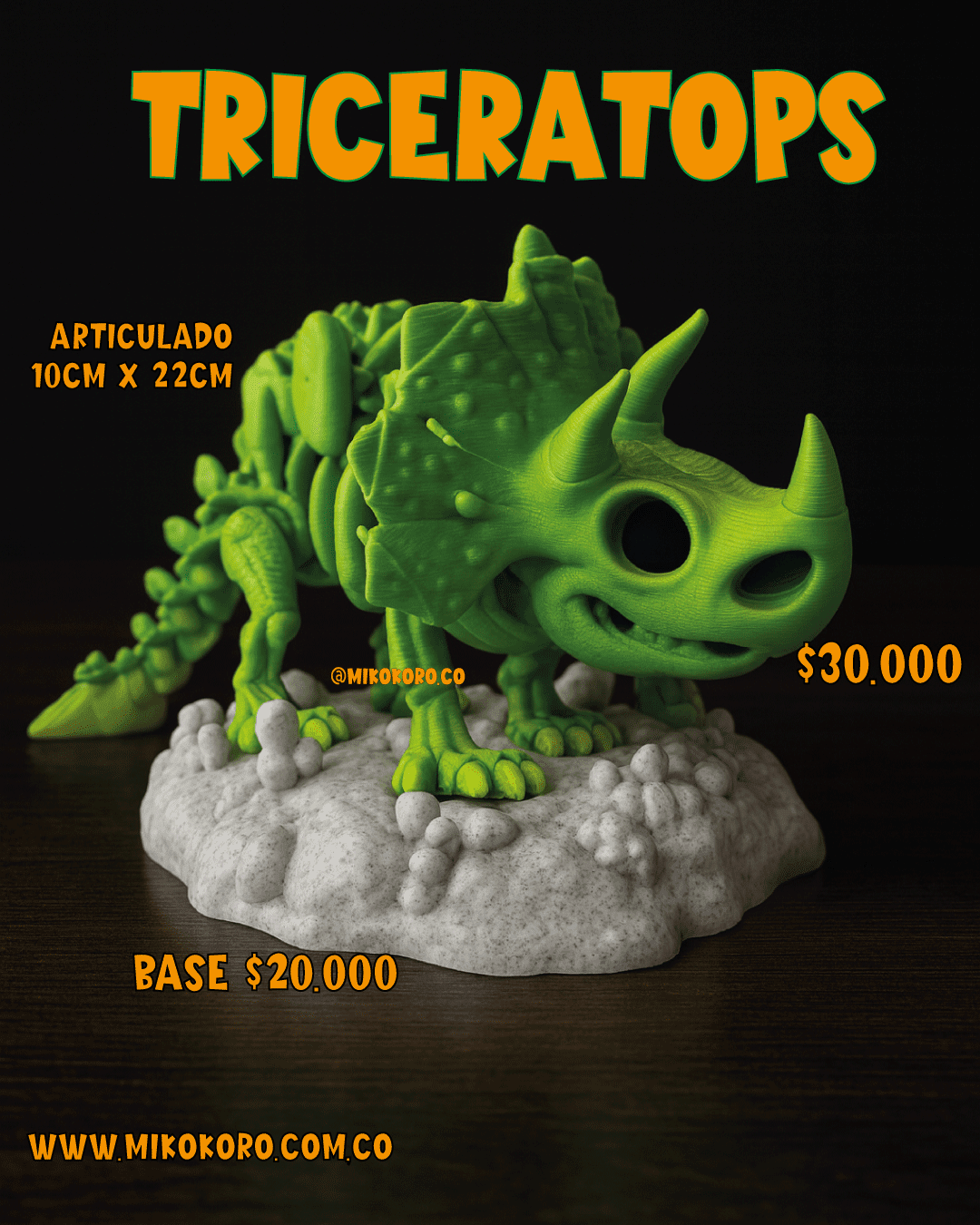 Triceratops articulado impreso en 3D