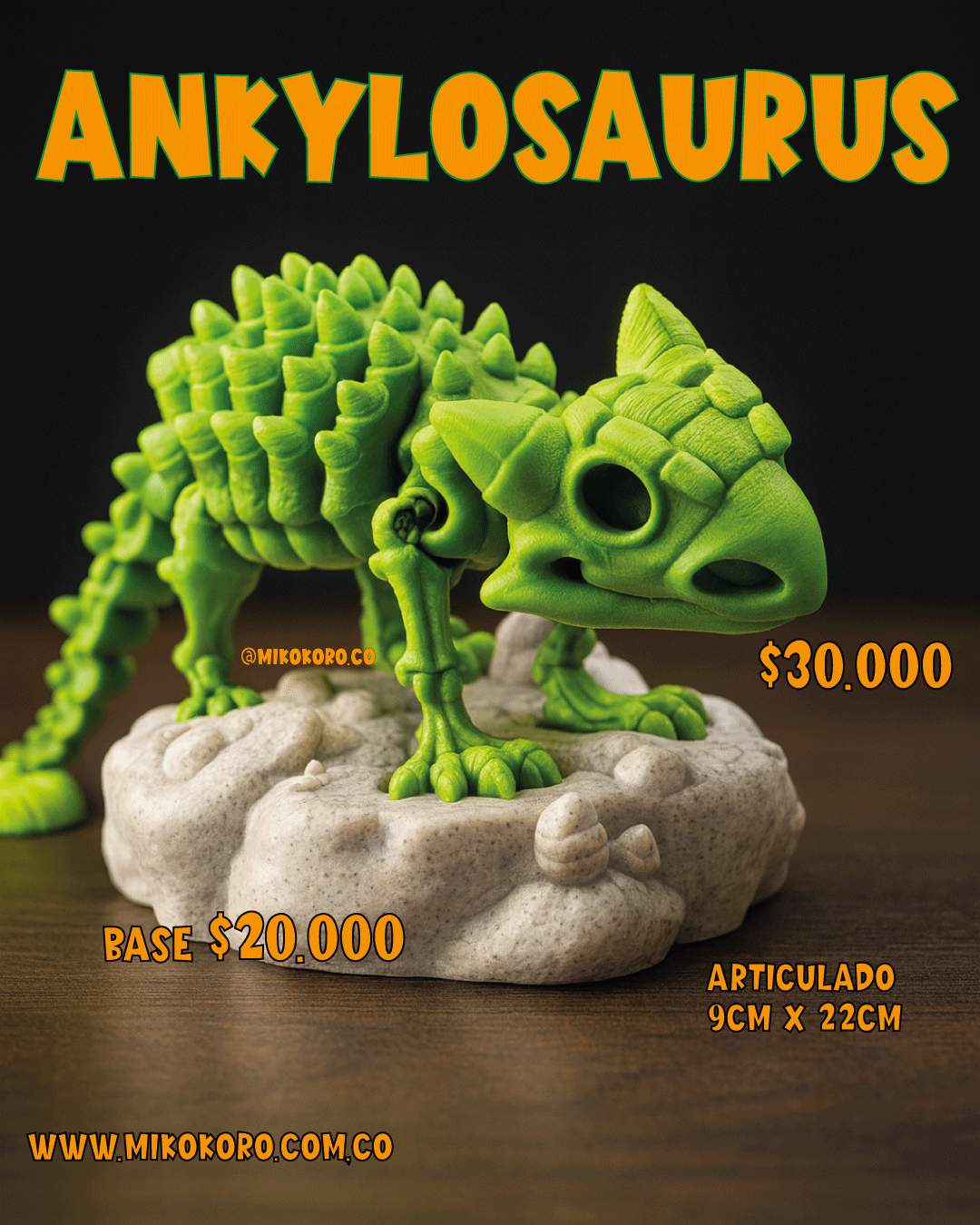 Ankylosaurus articulado impreso en 3D