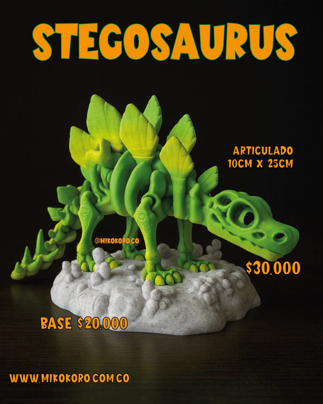 Stegosaurus articulado impreso en 3D